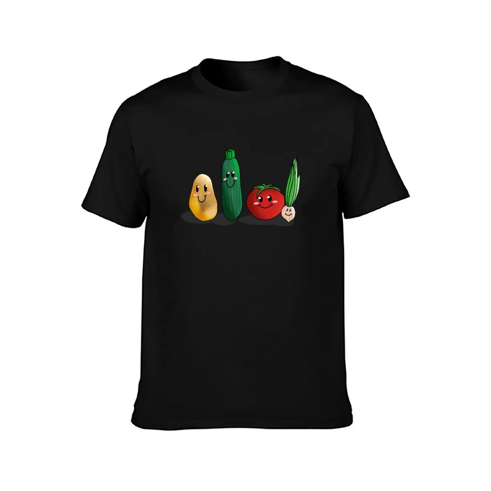 Potato Zucchini Tomato Onion T-Shirt Summer Casual Cotton Tee Oversized Streetwear Tops Vintage Graphic Print 100% Cotton