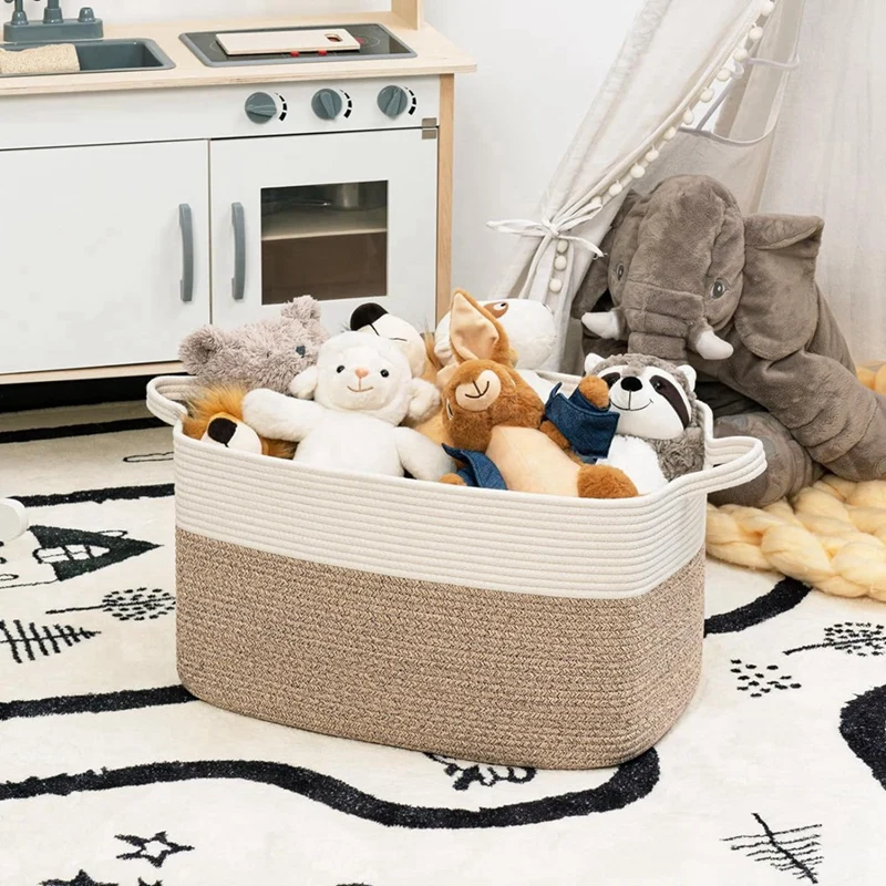 Cotton Rope Woven Dirty Clothes Basket Large Capacity Storage Basket Toy Blanket Storage Basket Dirty Clothes Basket