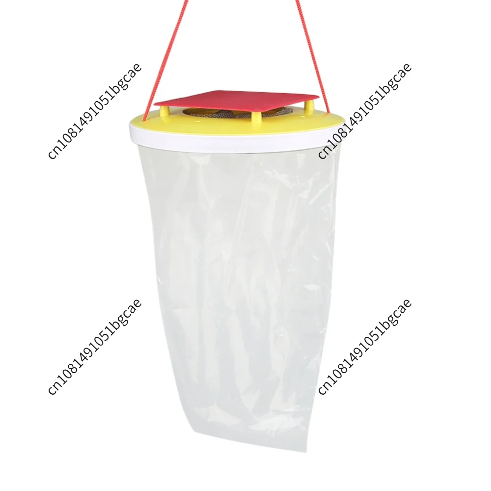 Disposable Fly Catcher Bag Outdoor Hanging Fly Trap For Garden Yard And Ranch Effective Insect Control Tool With Red Lid