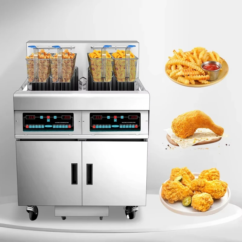 

Double cylinder double basket chicken slices fried 24L commercial kitchen electric fryer with timer engine new product