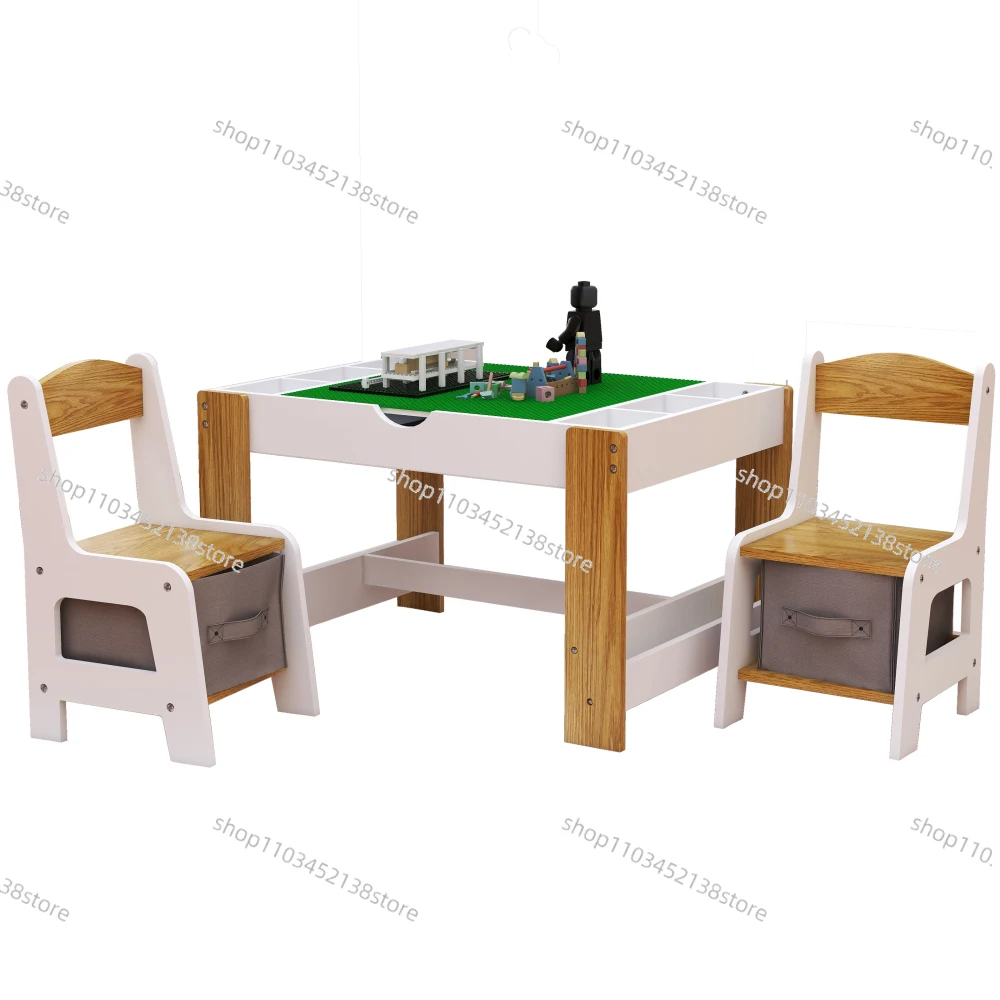 Children's 2-in-1 Gaming Table and 2 Chair Set Modern Activity Learning Table Gaming Furniture