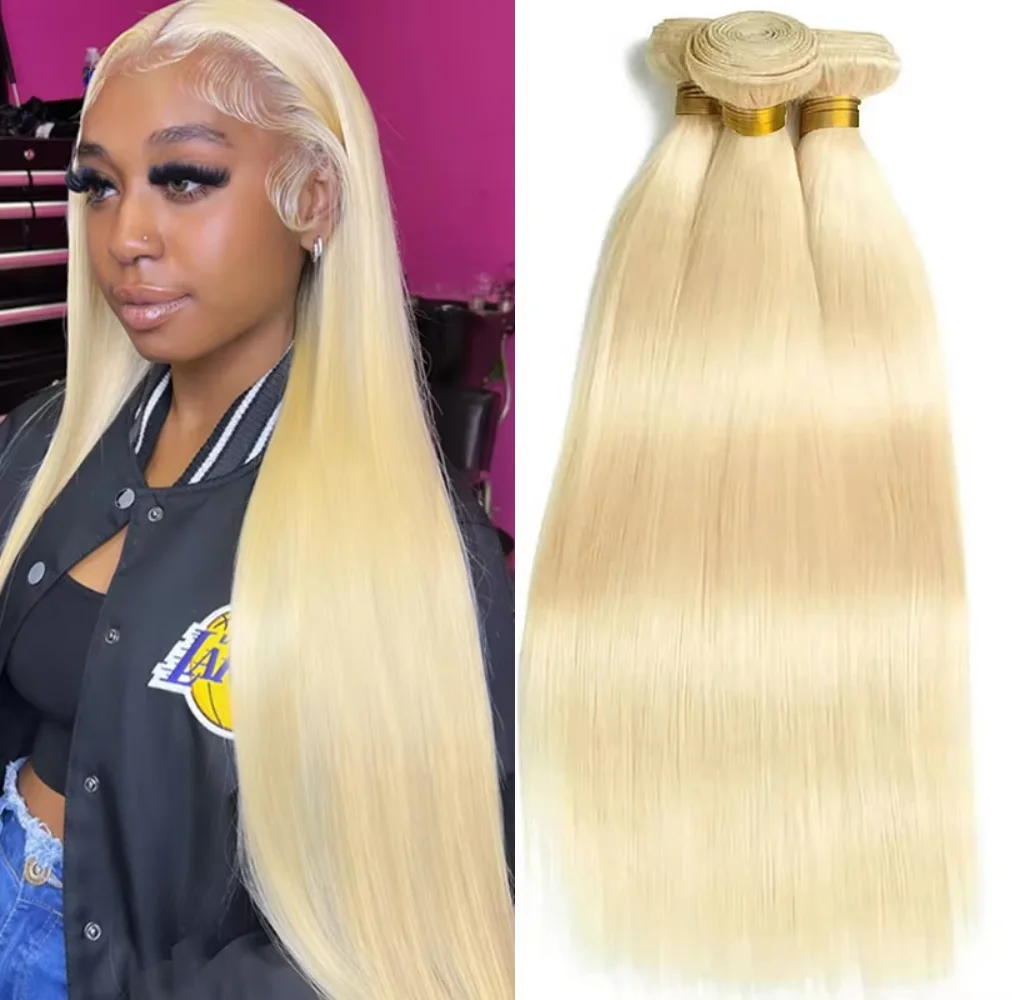 Weiche, seidige, glänzende, lange, honigblonde, glatte Haarbündel, dicke, brasilianische Haarverlängerungen, 10-40 Zoll, Remy-Haarverlängerungen für Frauen