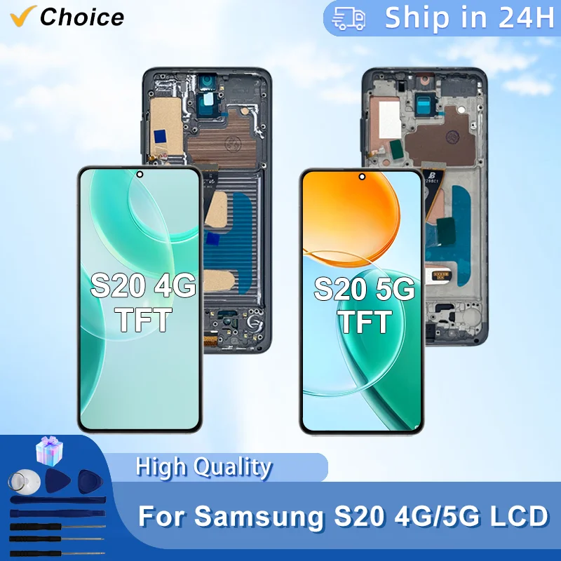 TFT For Samsung Galaxy S20 4G LCD SM-G980 Display Touch Screen Digitizer Assembly For Galaxy S20 5G LCD SM-G981 Screen Replace