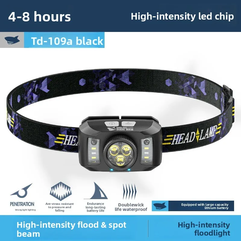 New Outdoor Fishing Induction Headlight Strong Light Long Battery Life USB Rechargeable Waterproof Compact for Home Emergency Us