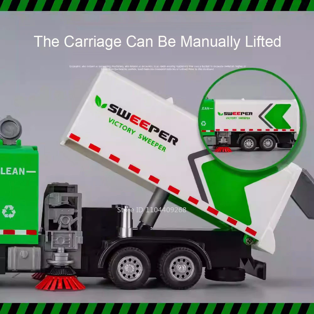 1:32 スケールシティスイーパーマック輸送トラックモデルおもちゃの車金属ダイキャスト車プルバックサウンドライトモデルキッズギフト