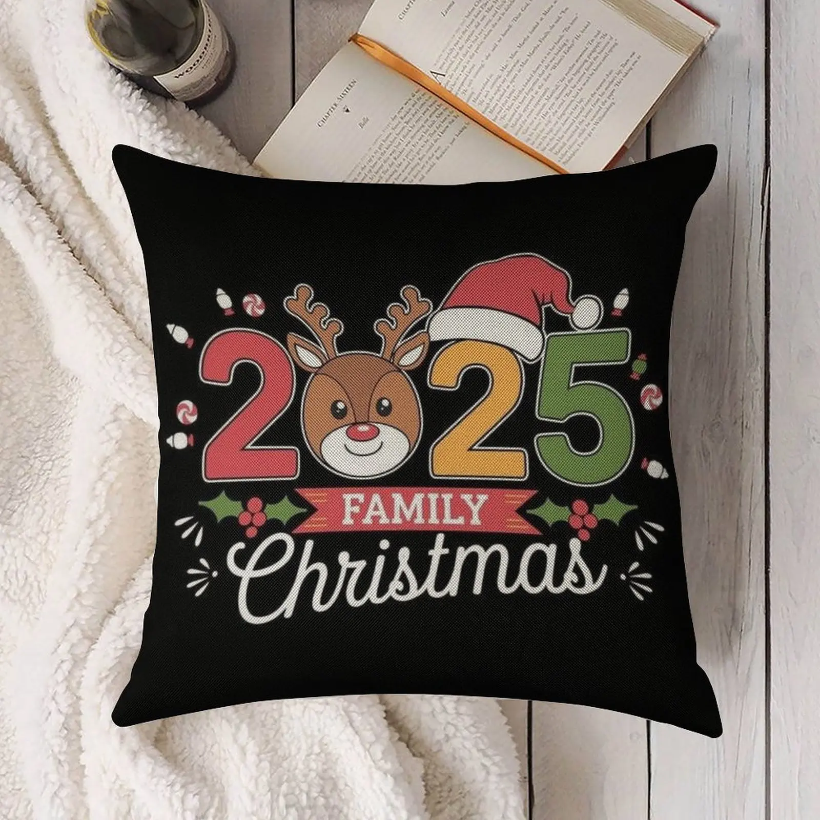 

2025 Christmas Decorative Pillowcase - 18''x18'' Soft Covers, Festive Atmosphere for Sofa, Living Room & Home Celebration