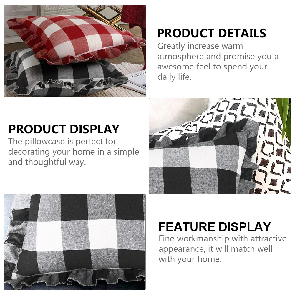 

Checkered Pillowcase 18x18 Inch Soft Fabric Home Decor Sofa Cushion Cover Stylish Modern Design for Living Room Bedroom Office