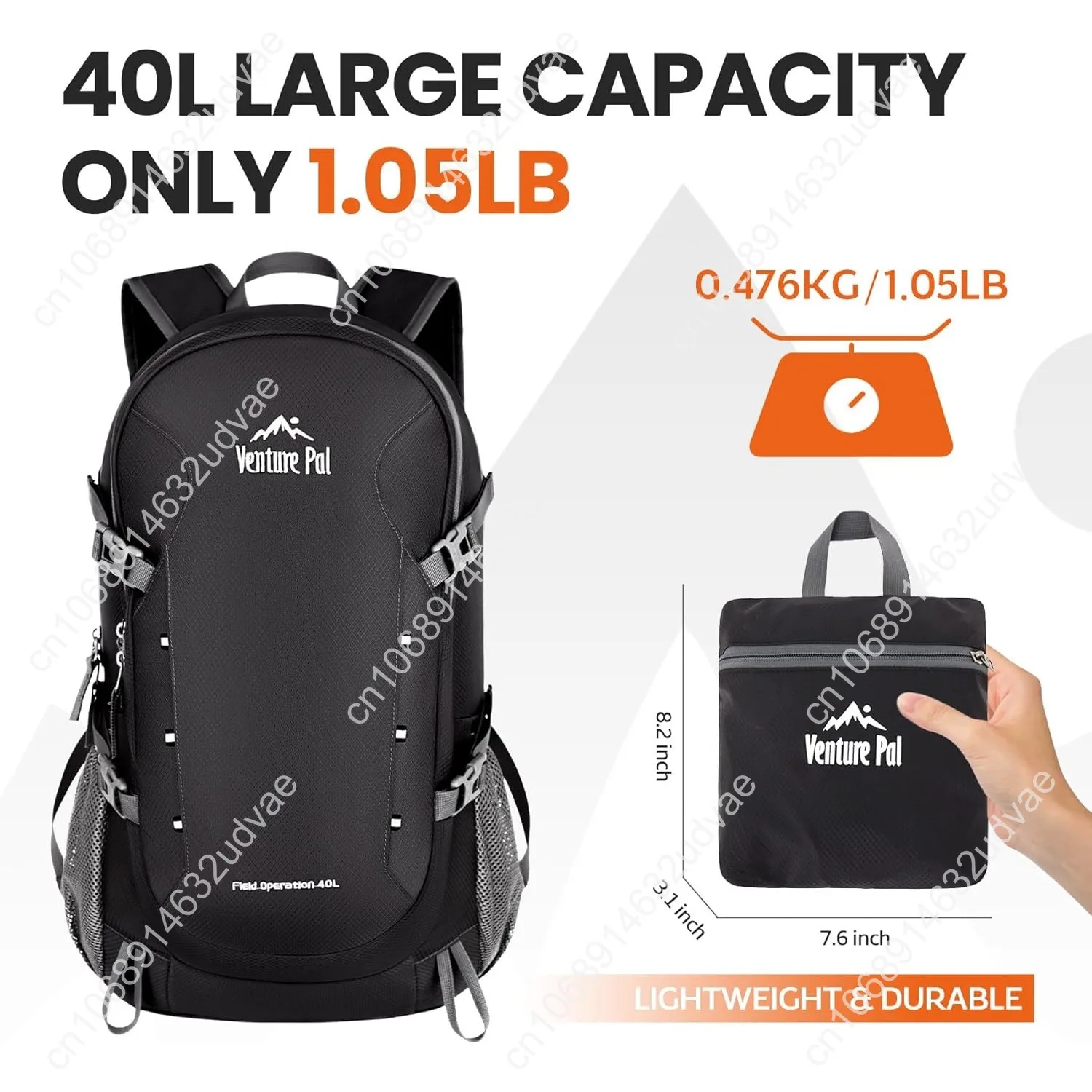 Venture Pal 40L Lightweight Packable Travel Hiking Backpack Daypack