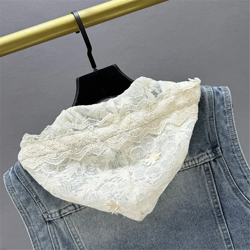 Printemps été nouveau mince court Denim gilet Vintage lavé bleu sans manches Cowboy gilet revers simple boutonnage jean gilet femme