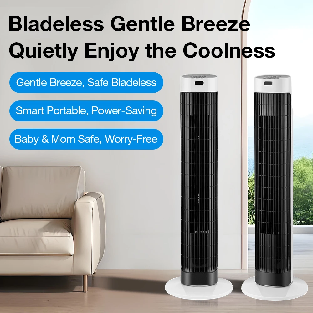 

Вентилятор-башня FANSEXPERT AC 220V Breeze с осцилляцией, охлаждением воздуха и пультом ДУ, безлопастной