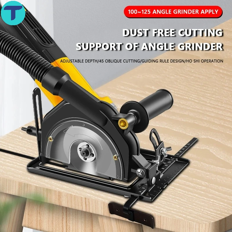 Angle Grinder Stand Converter para Base da Máquina de Corte Mesa de Madeira para Rebarbadoras 100125 com Tampa contra Poeira Ajustável t