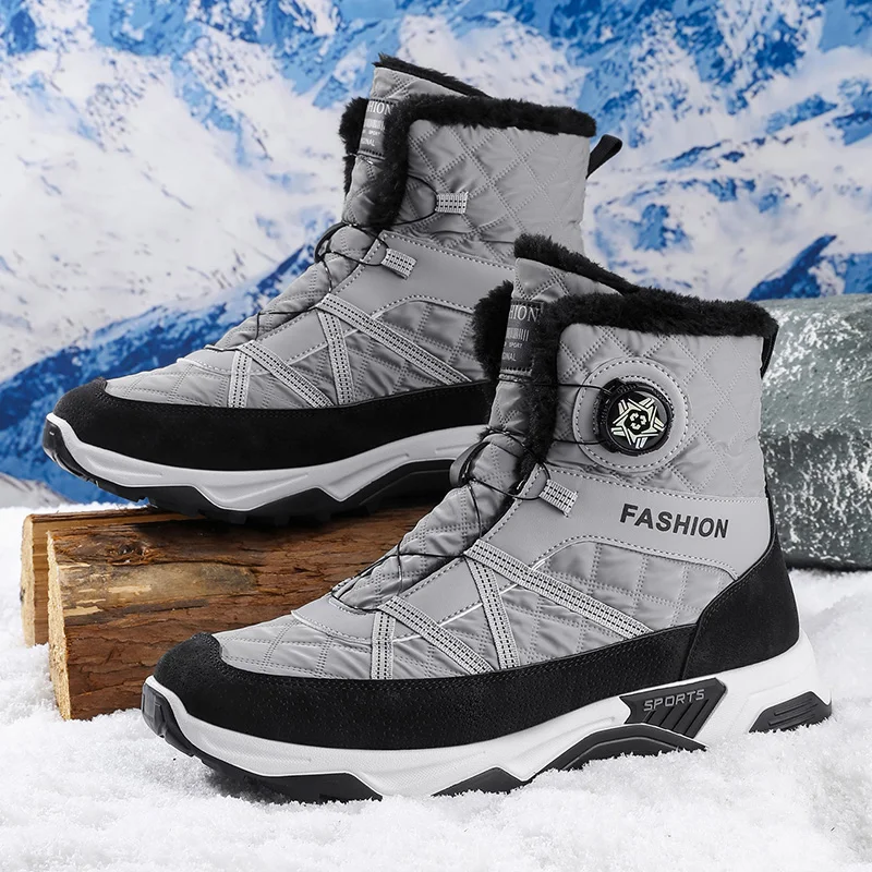 

Brand Winter Sneakers Men's Boots Thick Plush Warm Men's Snow Boots Soft Non-Slip Men Ankle Shoes Outdoor Waterproof Men's Boots