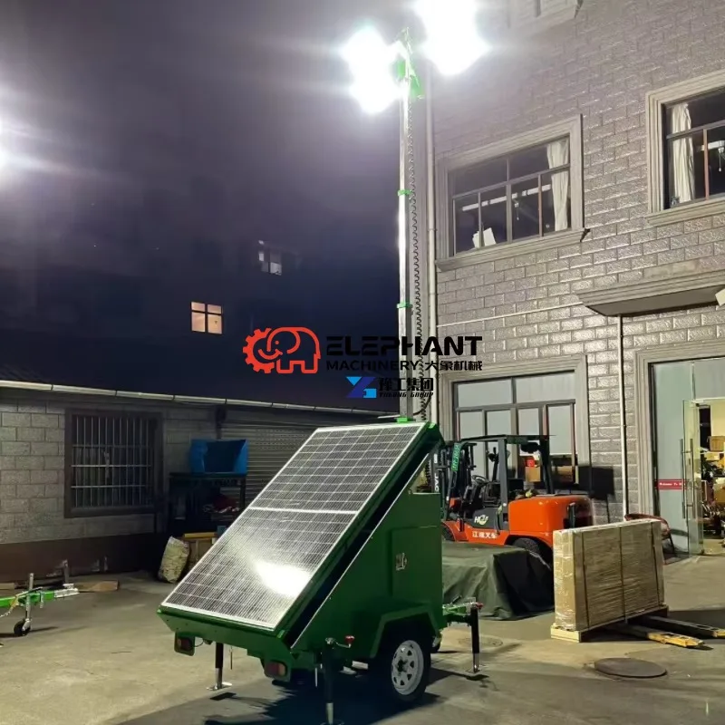Hot Sale Portable Solar LED Light Tower with Telescopic Mast IP67 Rated 7m/9m Lifting Height for Outdoor Work