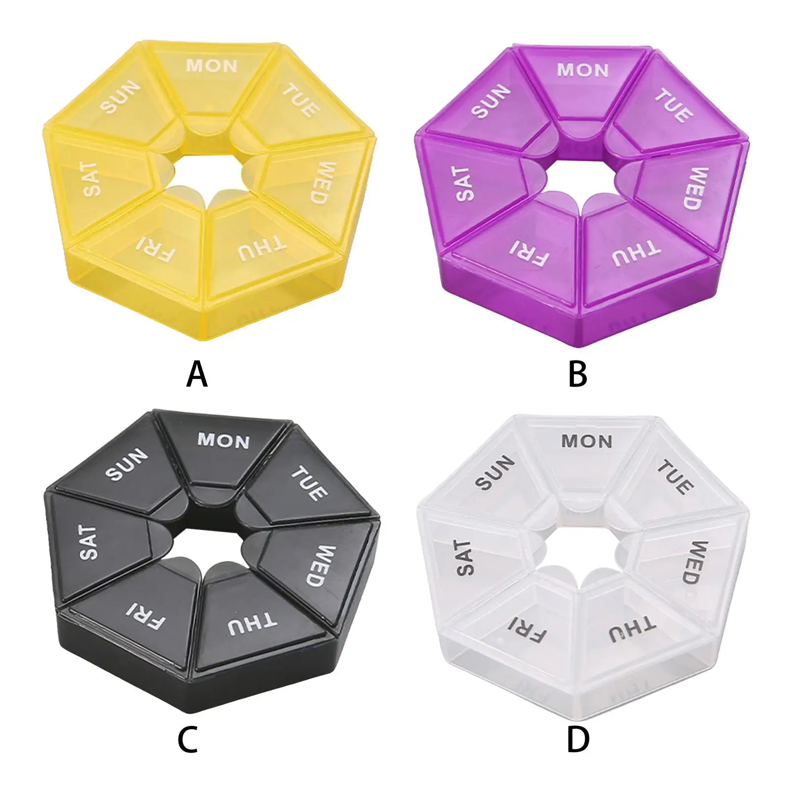 Travel Pill Organizer 7 Compartments Weekly Medicine Holder Mini Storage Box for Bag