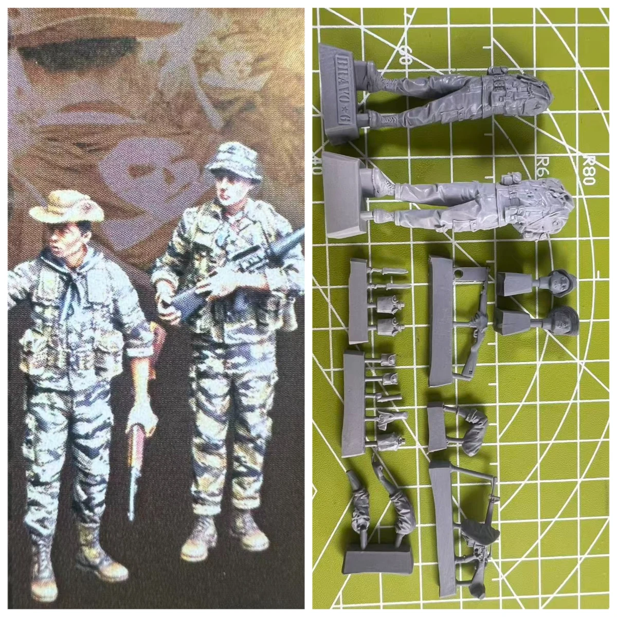 1: 35 Resin Model Special Forces Soldier 2-person Scene Model Toy Unpainted