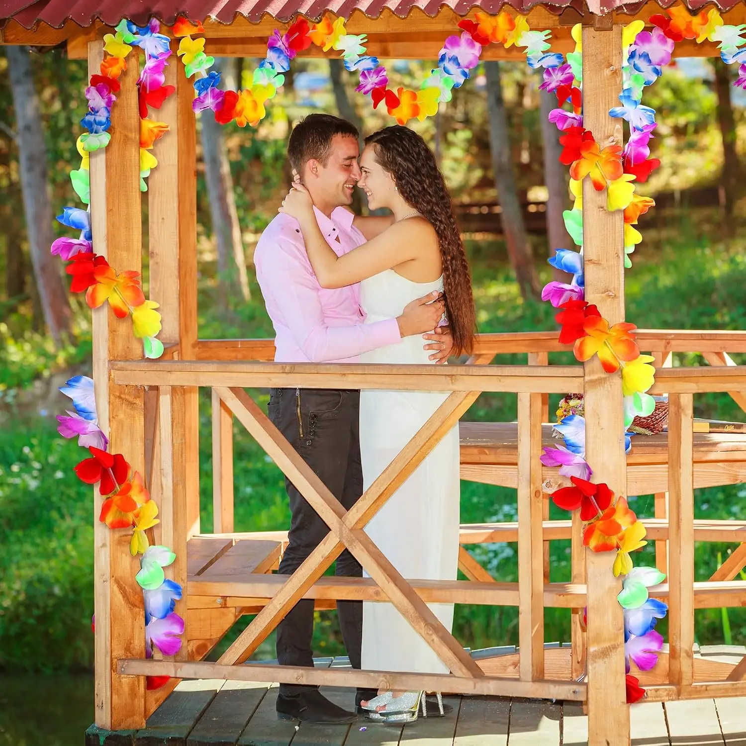 24/120 stücke Hawaiian Künstliche Blume Kranz Halskette Hawaii Thema Party Girlande Sommer Strand Hochzeit Geburtstag Party Decor – Detail 3