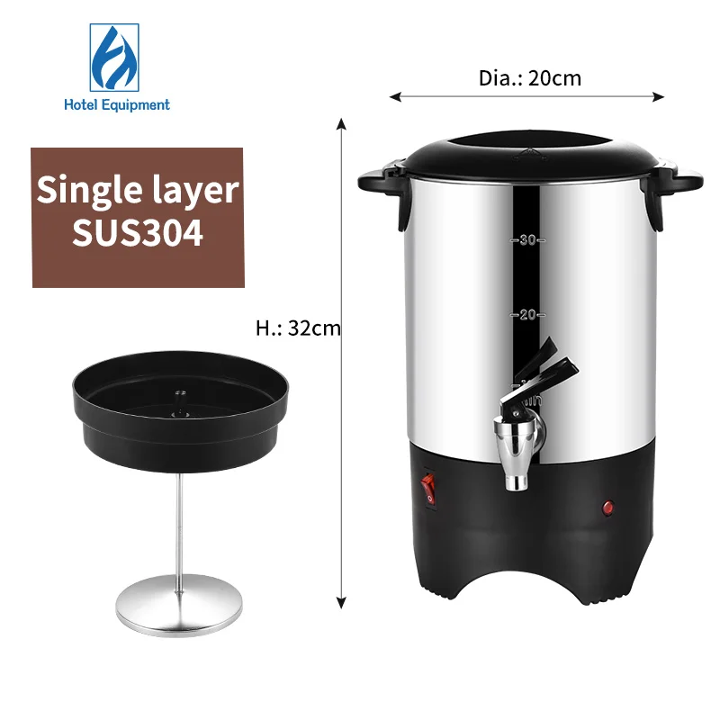 

Commercial Stainless Steel Coffee Home Coffee Maker Portable Temperature Control Coffee Urn 30-Cup Electric For Catering