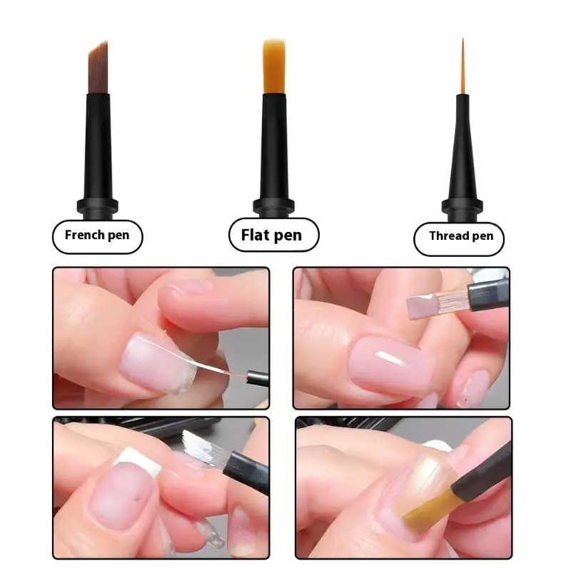 12Pcs/Set Disposable Nail Polish Brush Pen Can Replacement Head Brush Nail Brush Liquid Applicators Phototherapy Manicure Tools`