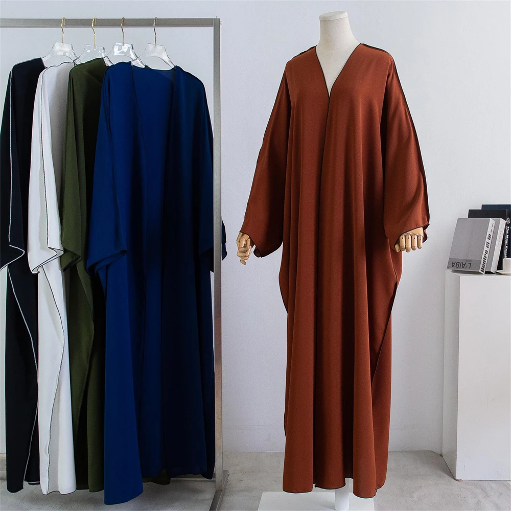 

Eid Ramadan Open Kimono Abaya Bat Sleeve Muslim Women Long Maxi Dress Turkey Modest Dubai Islam Clothing Kaftan Arab Robe Caftan