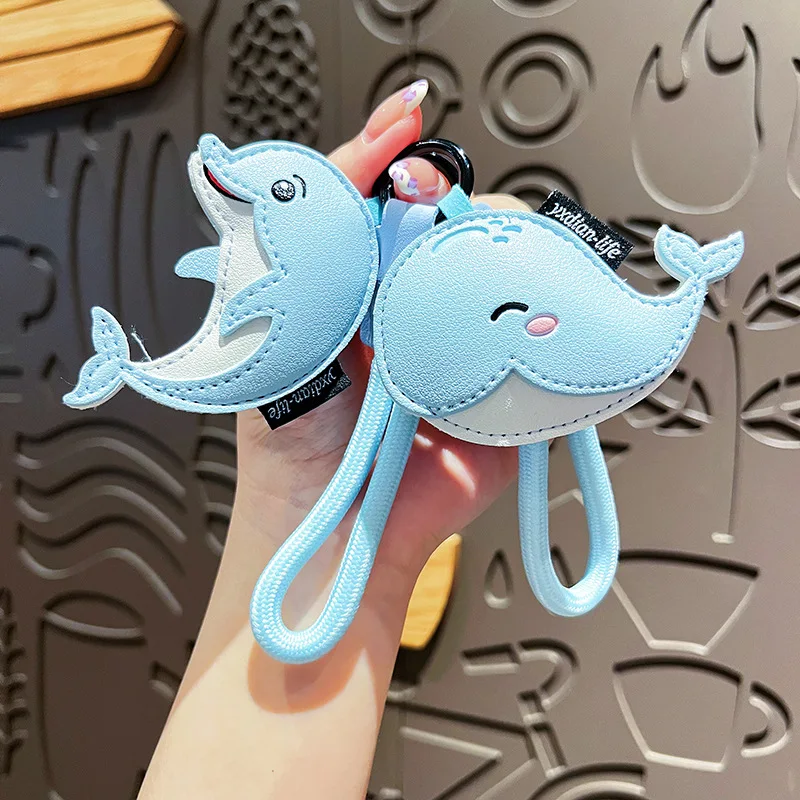 

Original marine animal leather dolphin keychain cute cartoon high sense whale girl bag pendant gift