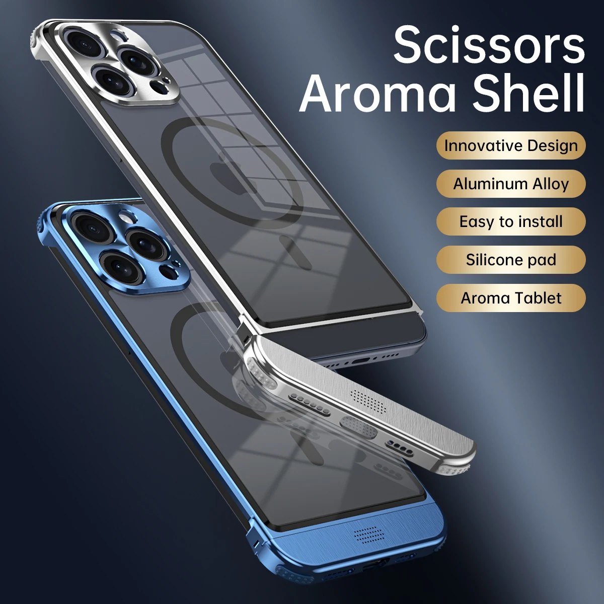 High end Aluminum Alloy Magnetic Aromatherapy Phone Case Suitable For IPhone12 13 14 15 16ProMax Plus Anti Drop Protective Cover