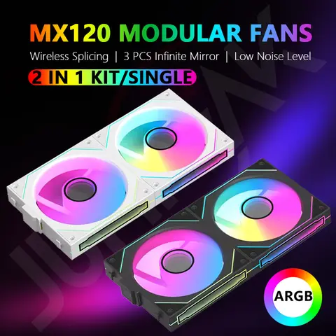 JUMPEAK MX120 240mm 모듈식 무선 연결 PC 120mm 섀시 히트팬 ARGB 컴퓨터 물 냉각기의 무한 미러링 효과