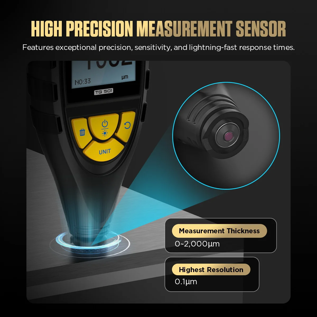 High precision Digital Car Paint Film Depth Tester Coating Thickness Gauge Meter