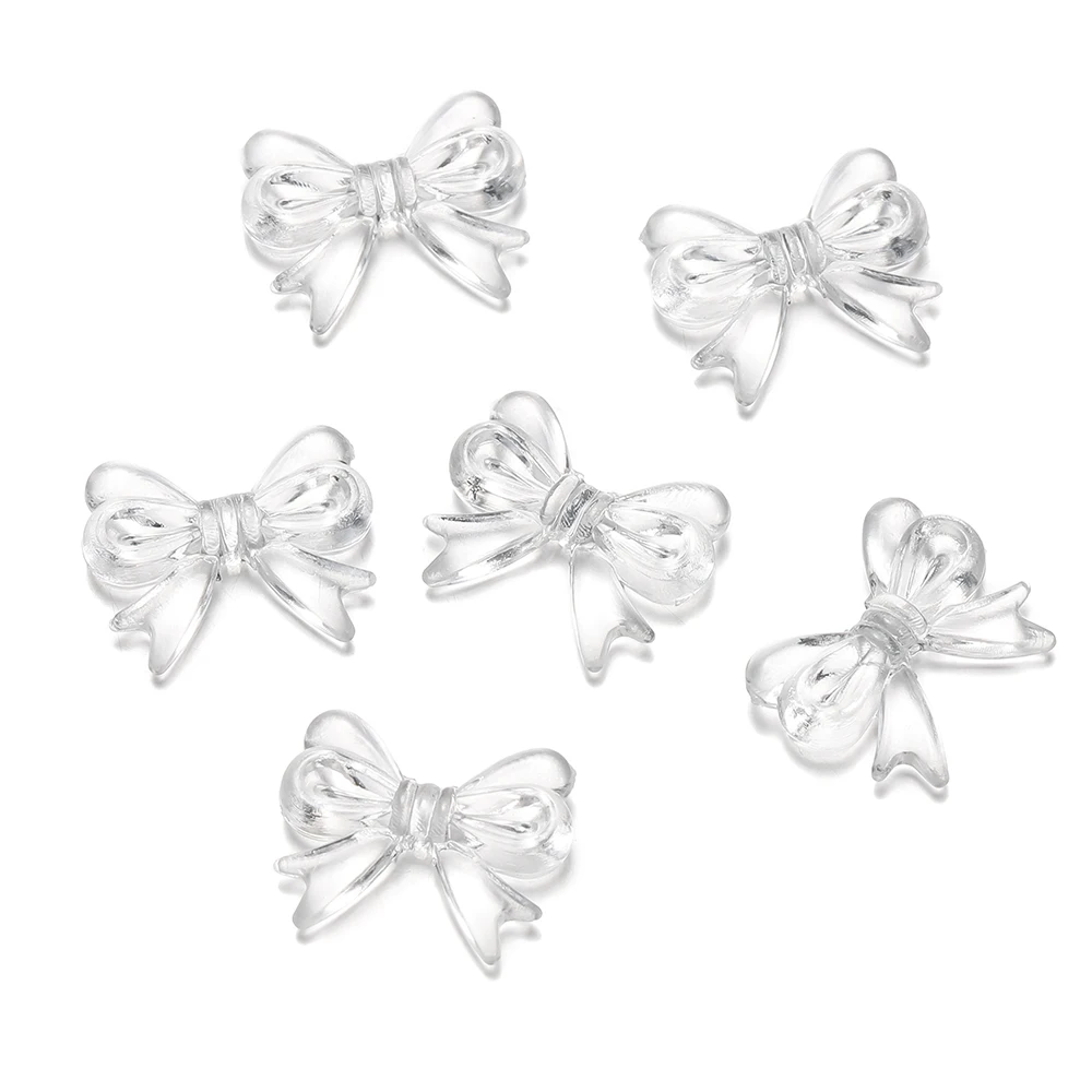 30Pcs Multicolor Transparent Bow Acrylic Beads for DIY
