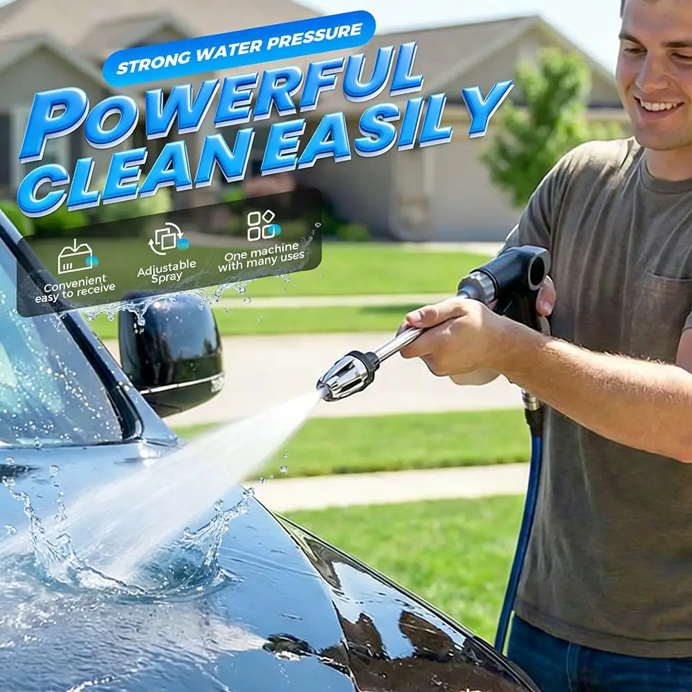 Heavy Duty Garden Hose Nozzle, Multi-Function Sprayer for Yard, Car & Pet Cleaning, High Pressure Water Washer Jet (2026 New)