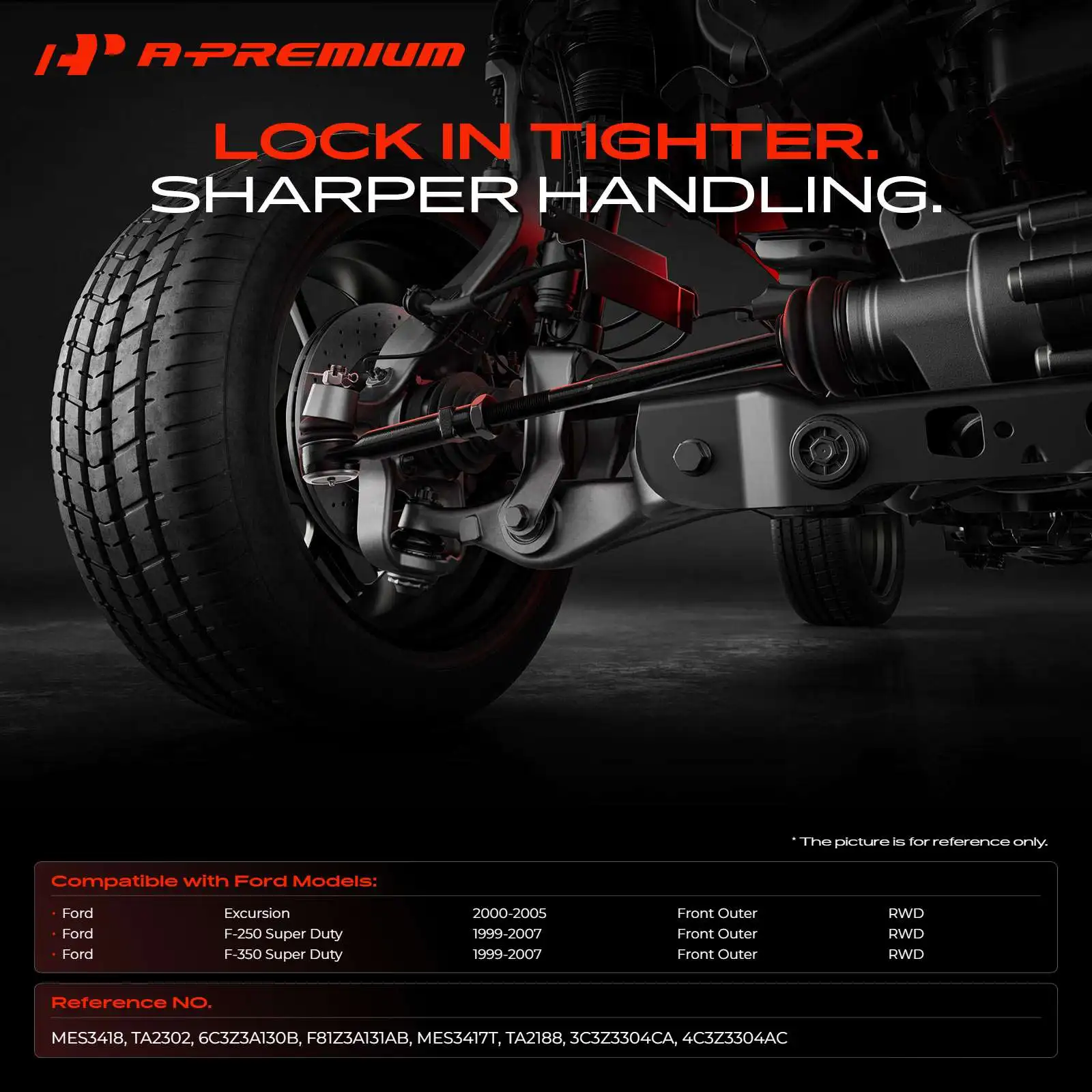 A-Premium 2x Front Outer Tie Rod End for Ford Excursion 2000-2005 F250 Super Duty F350 Super Duty 1999-2007