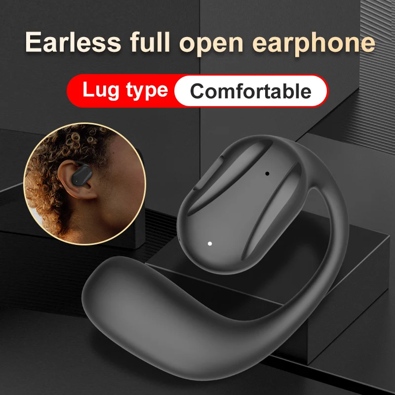 Auricolare Bluetooth con orecchio sinistro singolo 5.2 cuffie a conduzione d\'aria gancio per l\'orecchio cuffie sportive con cancellazione del rumore