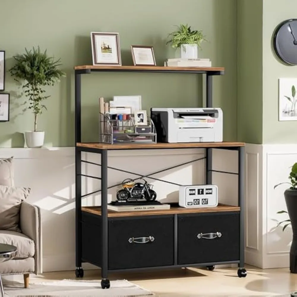 

Mobile Lateral File Cabinet, Rolling Printer Stand with 3 Open Storage Shelf, Ideal for Letter Size Folders, with Lockable Cast