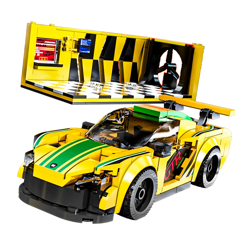 13083 MJI MOC Block Car Creative Cool Sports Racing Car Showroom Puzzle Assemble DIY Building Block Toy Set