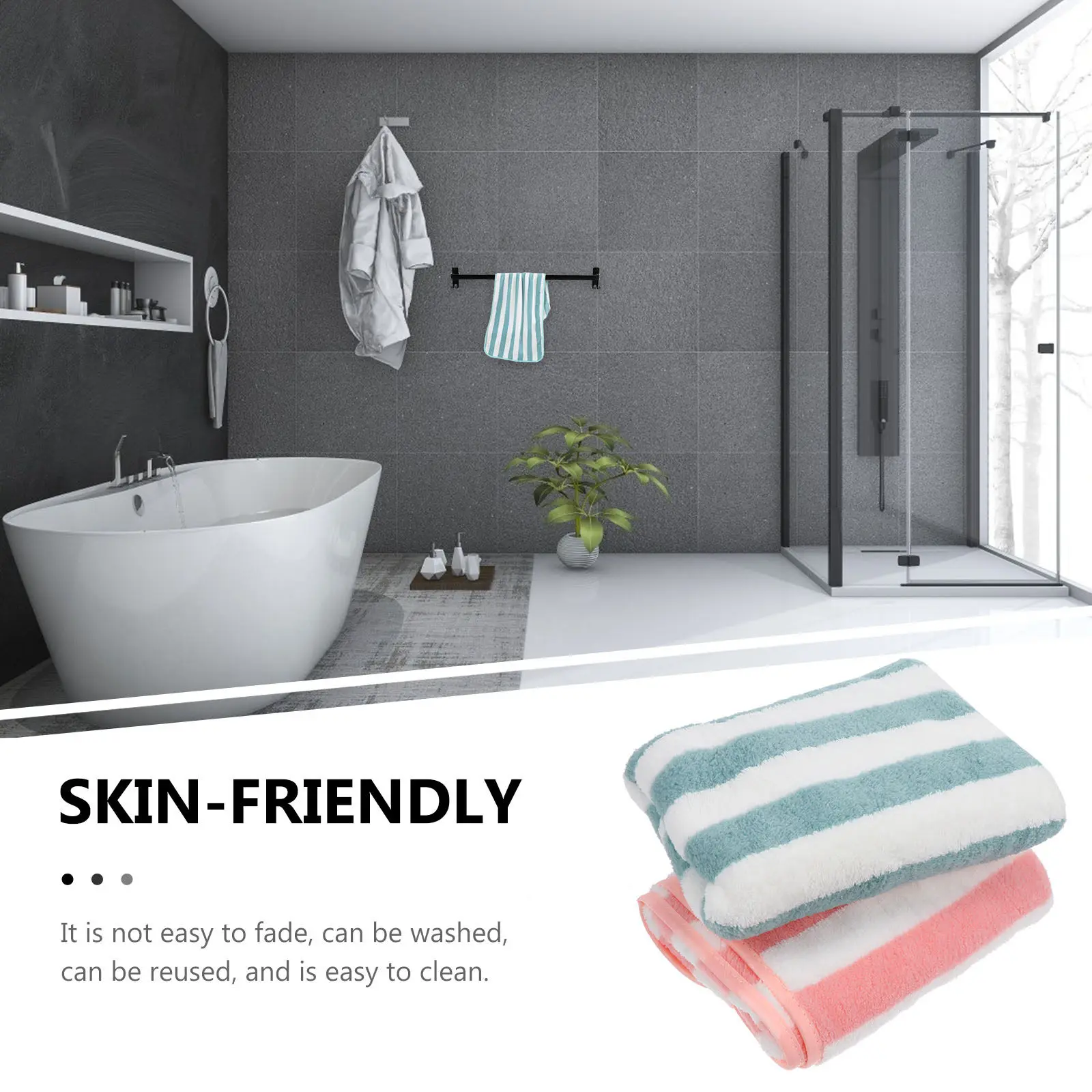 4Pcs Colorful Striped Coral Fleece Face Towel Thick Absorbent Tender Comfortable for Travel Home Use Bath Shower Daily Care