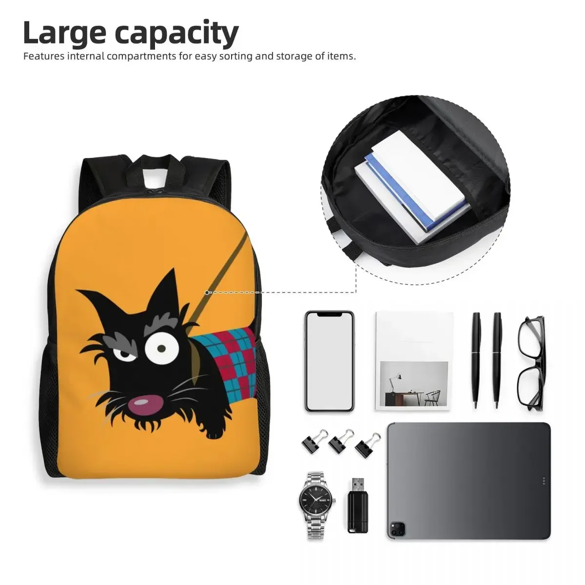 Funny Scottie Eye Backpacks for Men Women College School Student Bookbag Fits 15 Inch Laptop Scottish Terrier Dog Bags