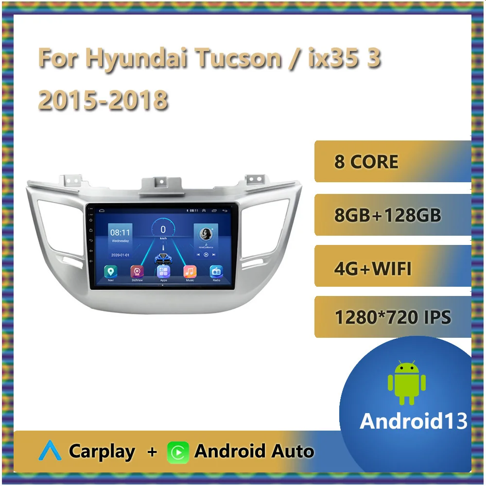 

For Hyundai Tucson ix35 3 2015 2016 2017 2018 Car Radio 9" IPS Touchscreen Android 13 Stereo Multimedia Player GPS Navigation