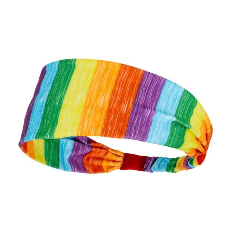 Rainbow colored elastic band exercise yoga sweatband headband makeup face wash headband