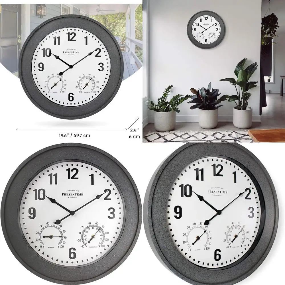 

Часы-метеостанция Gray Stone Bradford, 20 дюймов, для использования в помещении/на улице, в стиле фермерского дома