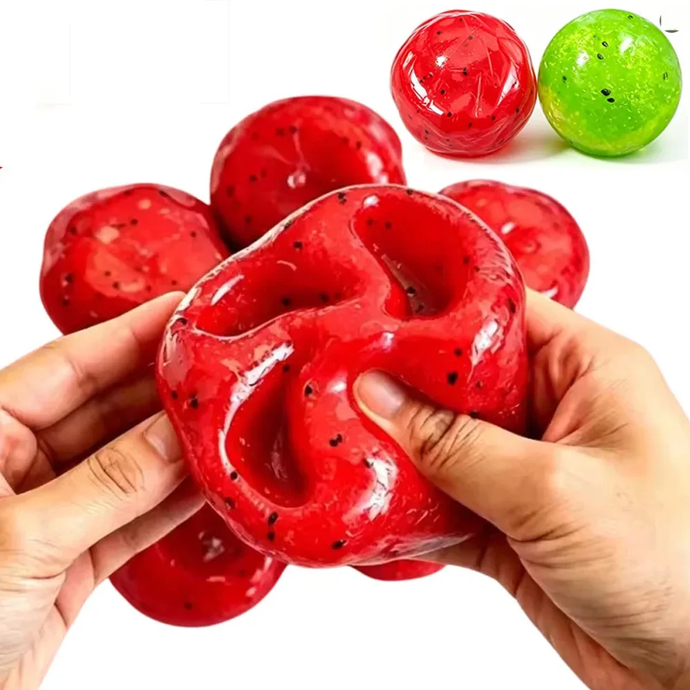 @Handmade Watermelon kiwi Slushy Squishy Toy Realistic Fruit Simulation Soft Slow Rebound Stress Relief Squeeze Model for Adults