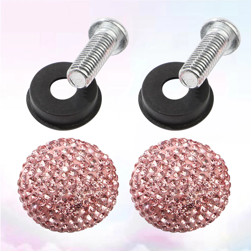 

Rhinestone Nuts Bolt Caps For License Plate Fasteners Decorative Vehicle Nuts Bolts Car Styling Pink