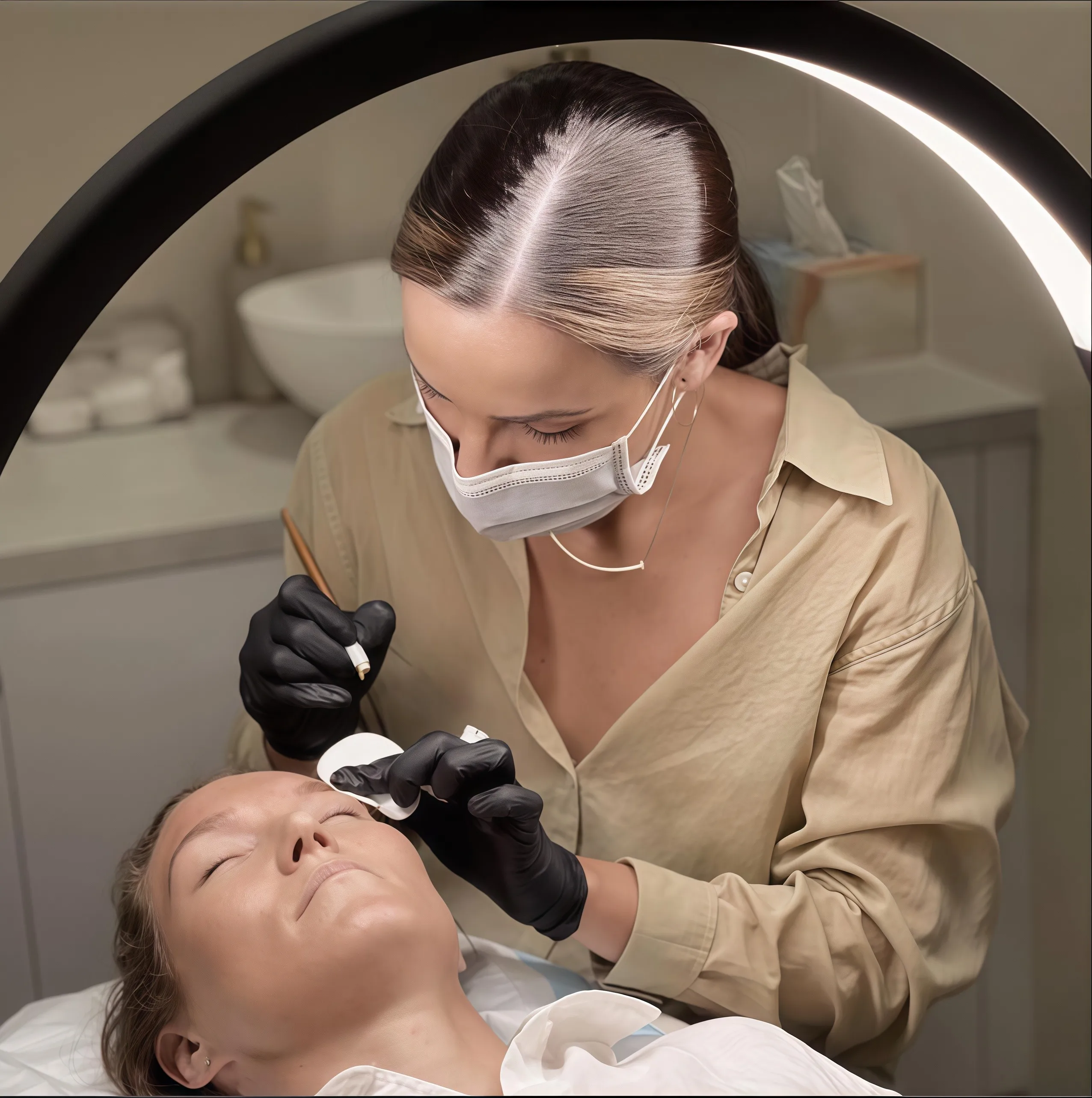 جديد 16-28 بوصة رائعة صمام ثنائي باعث للضوء نصف القمر الدائري رمش ضوء الجمال الحاجب صالون الوشم #3