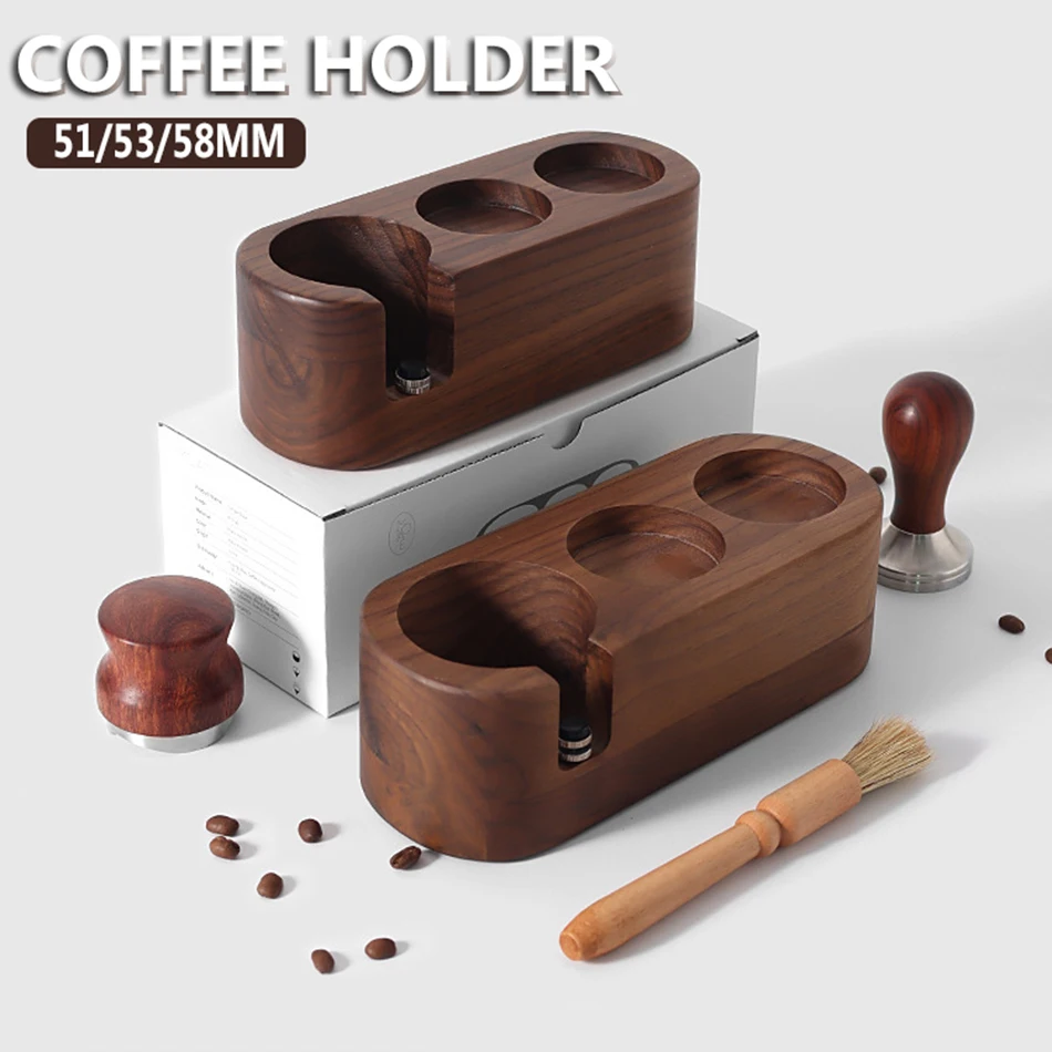 

51/53/58mm Wood Coffee Filter Tamper Holder Espresso Tamper Stand Coffee Maker Support Base Rack Coffee Accessories for Barista