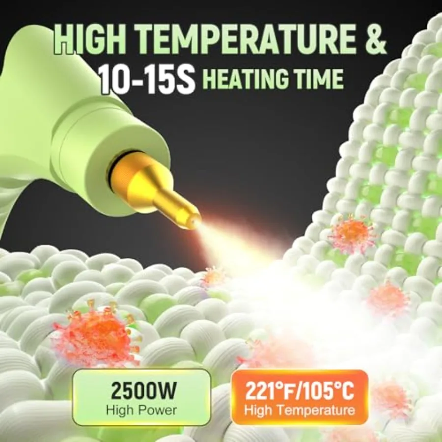 Przenośny parownik ręczny 2500W do samochodu, duża pojemność, szybkie nagrzewanie w 10 sekundach, parownica do czyszczenia z 9 akcesoriami.