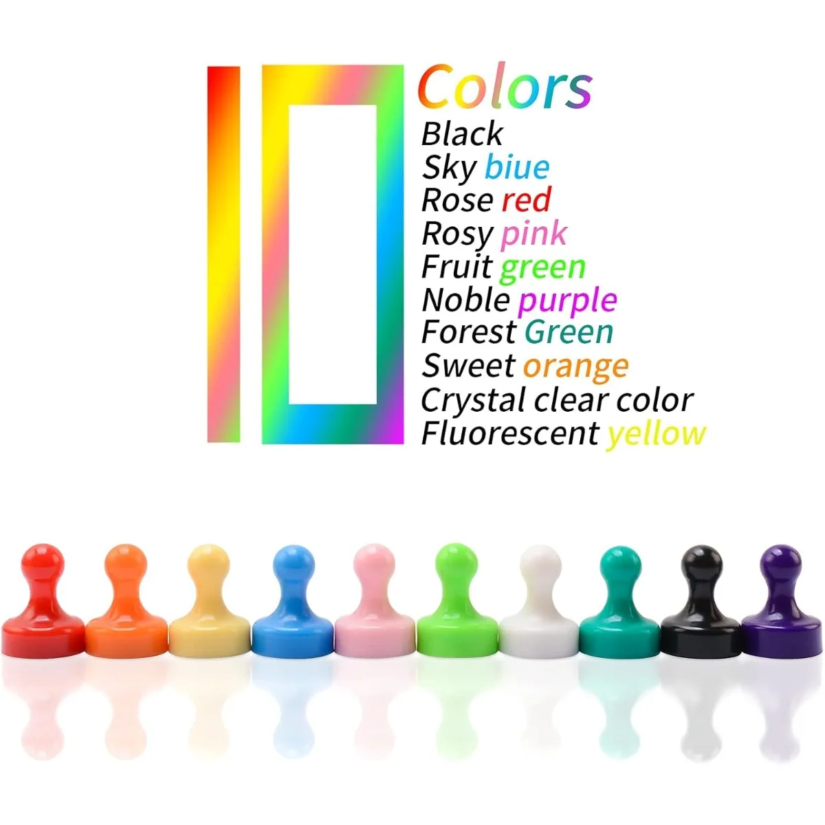 10PCS Push Pin Strong Magnets for Whiteboard Colorful Decorative Fridge Magnet for Office Home Map Kitchen School Dry Board view 2