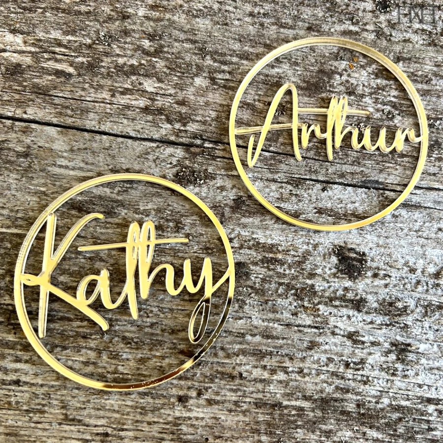 

Custom Name Plate Wood and Acrylic Name Signs, Personalized Name Sign for Wedding Place Cards, Cake Topper, Door Name Plate