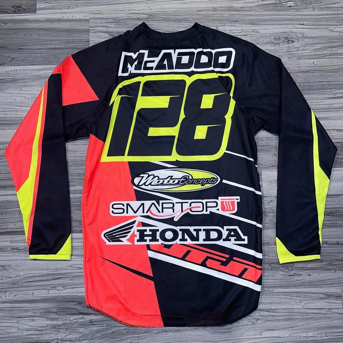 # 128 Mcadoo موتوكروس هوندا كم طويل جيرسي التجفيف السريع تنفس قميص سباق مريح على الطرق الوعرة لركوب الصيف #1