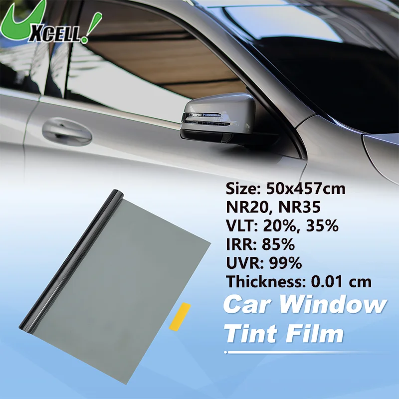 

UXCELL Universal 2 Layer Nano Ceramic Car Window Tint Film VLT 35% IRR 85% UVR 99% Black 50x457cm NR20/NR35 PET Privacy Film