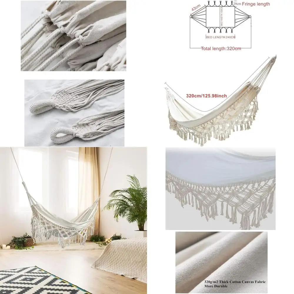 

Hammock Brazilian Double Hammocks Sot Comortable abric Cotton Canvas Hanging Portable Two Person Hammock Boho ringe Large or Adu