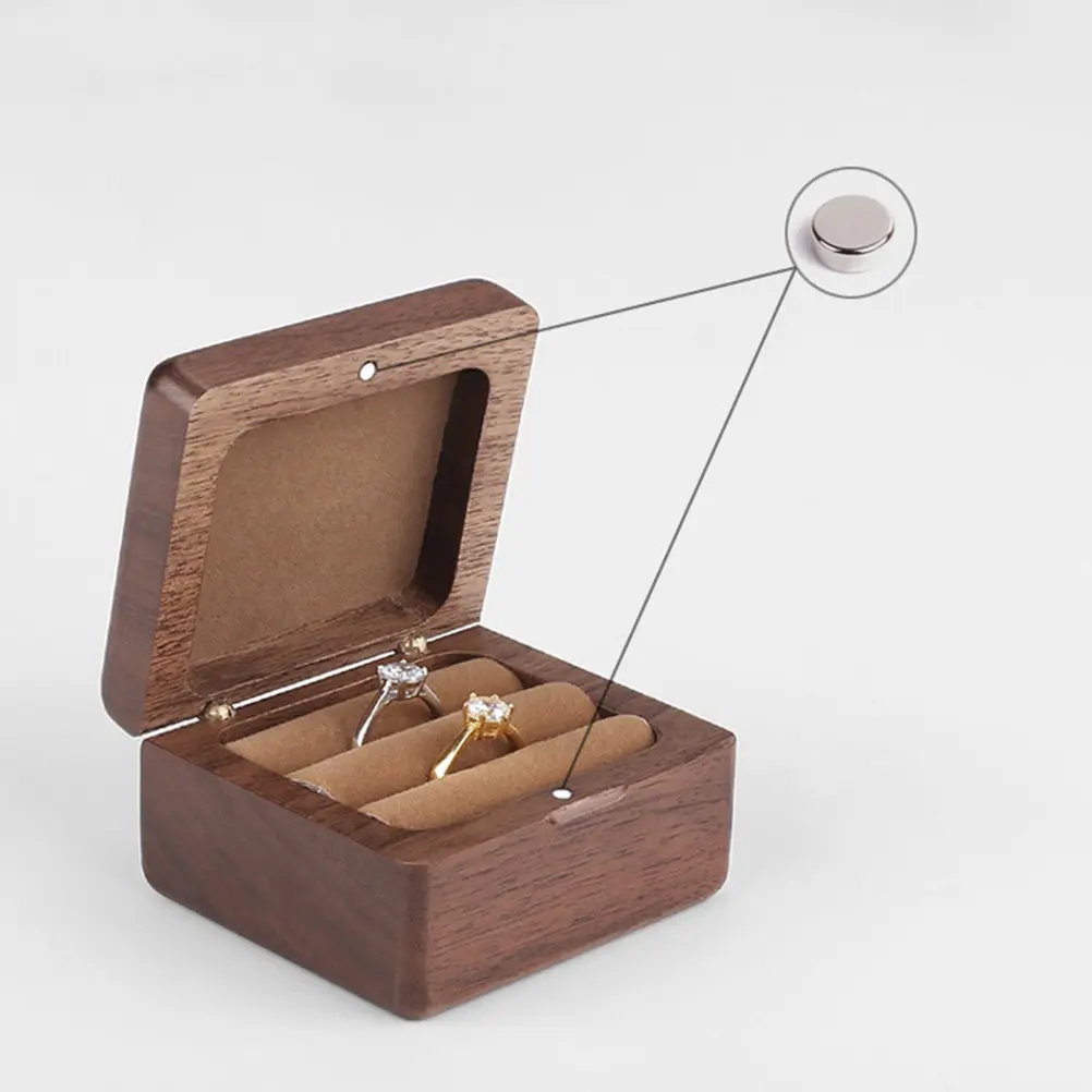 

Handcrafted Solid Wood Jewelry Storage Box Vintage Style Ring and Necklace Organizer Compact Travel Size for Gifts Wedding