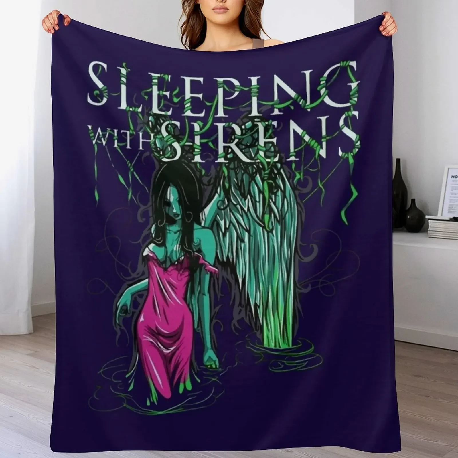 New Sleeping with Sirens Youth Teenager Throw Blanket Warm Plush Fuzzy Blanket for Living Room